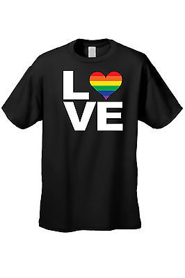 UNISEX T-SHIRT LGBT RAINBOW HEART FLAG GAY LESBIAN LOVE PRIDE HOMOSEXUAL TEE
